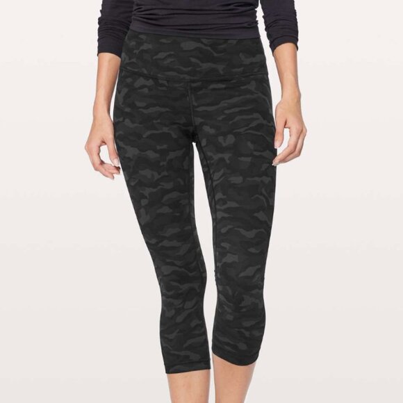 Lululemon Align Crop *21" Sequoia Camo Print Deep Coal Black 6 leggings cropped - Picture 1 of 7
